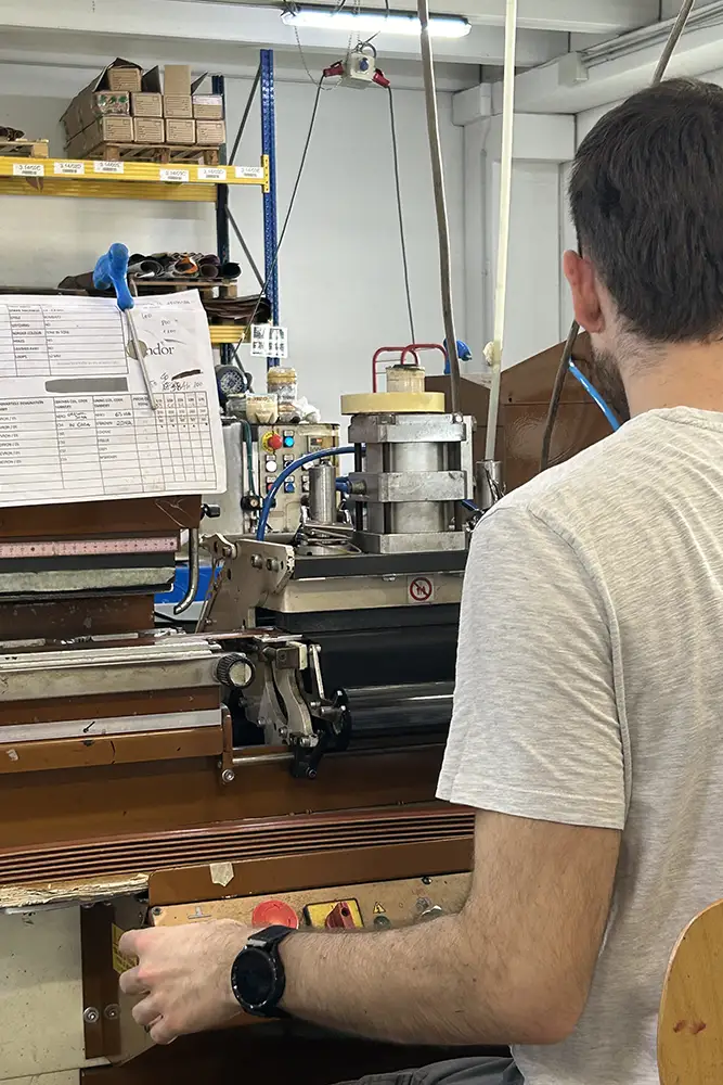 Italian artisanal belts - one of the machines used during production